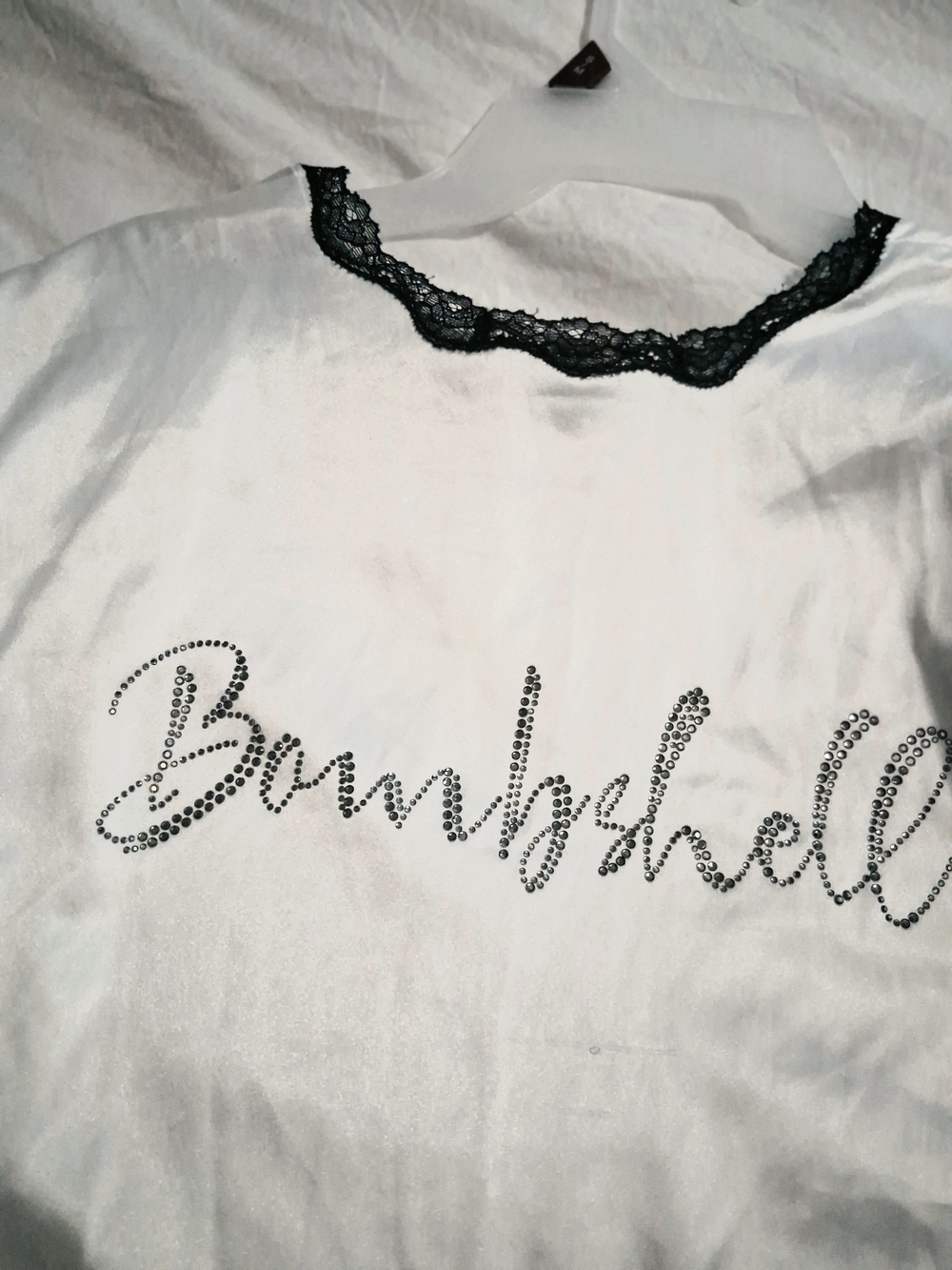 Victoria's Secret White Satin 'Brideshell' Robe with Black Lace Trim